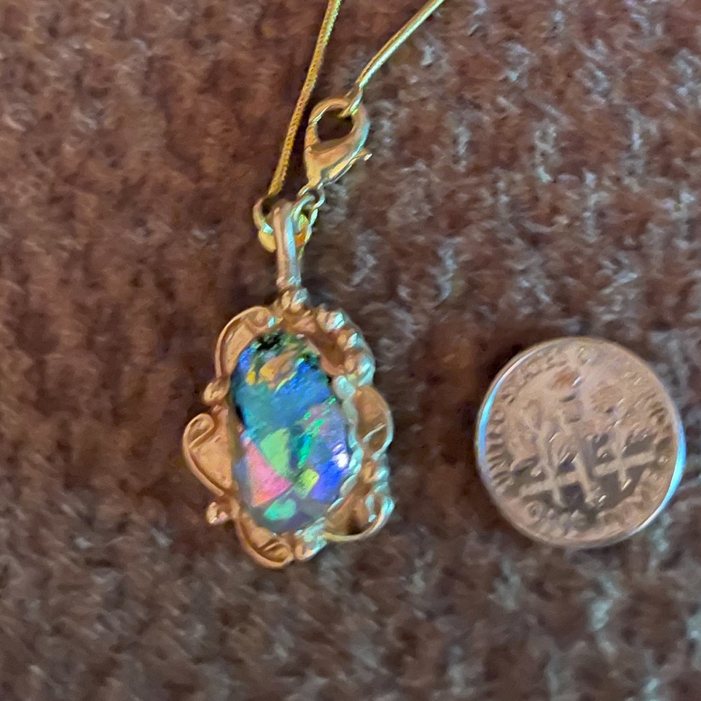 Handmade 14kt Gold Dichroic Pendant . REDUCED REDUCED